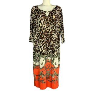 Mile Gabrielle Orange/Brown Animal Print Dress
